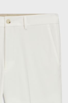 Slim-fit trousers in cotton, cashmere and stretch, Natural