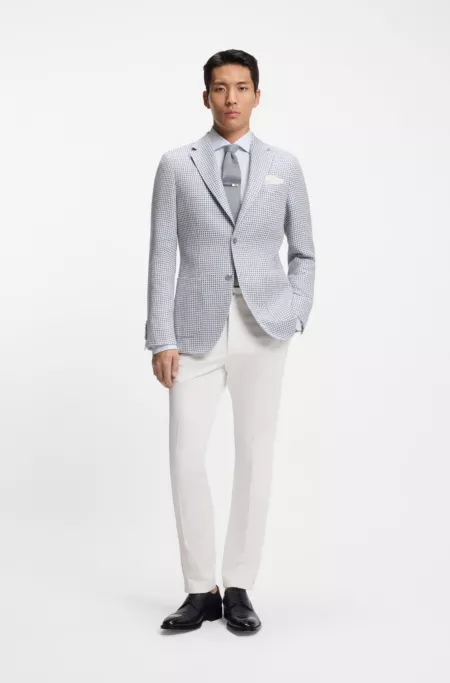 Slim-fit trousers in cotton, cashmere and stretch