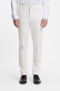 Slim-fit trousers in cotton, cashmere and stretch, White