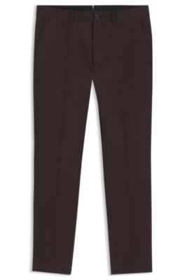 Slim-fit trousers in cotton, cashmere and stretch, Dark Brown