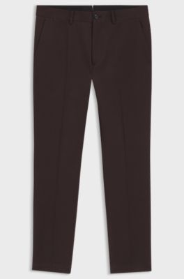 Slim-fit cotton-blend trousers, Dark Brown