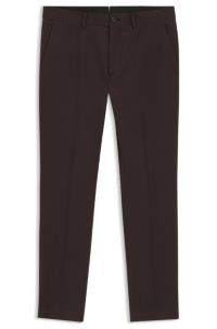 Slim-fit trousers in cotton, cashmere and stretch, Dark Brown
