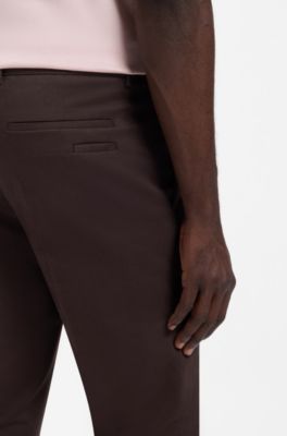 Slim-fit cotton-blend trousers, Dark Brown