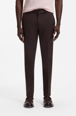Slim-fit cotton-blend trousers, Dark Brown