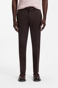 Slim-fit trousers in cotton, cashmere and stretch, Dark Brown
