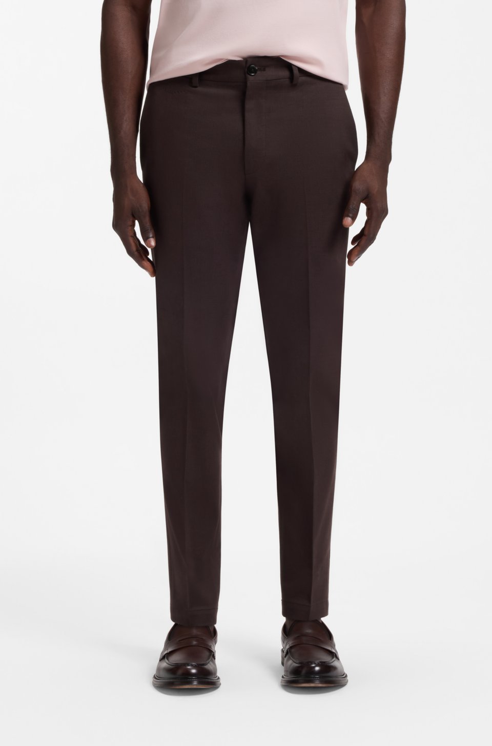 Slim-fit cotton-blend trousers