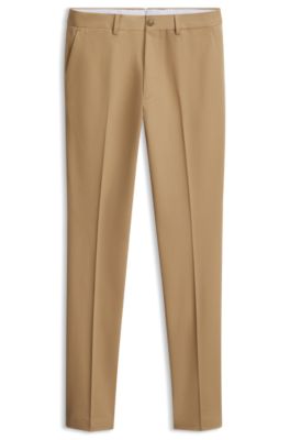 Slim-fit cotton-blend trousers, Beige