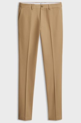 Slim-fit cotton-blend trousers, Beige
