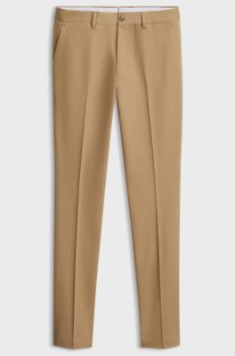 Slim-fit cotton-blend trousers, Beige
