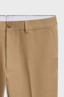 Slim-fit cotton-blend trousers, Beige