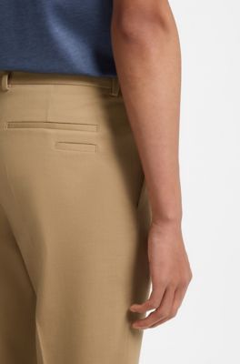 Slim-fit cotton-blend trousers, Beige