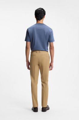 Slim-fit cotton-blend trousers, Beige