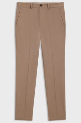Slim-fit trousers in cotton, cashmere and stretch, Beige