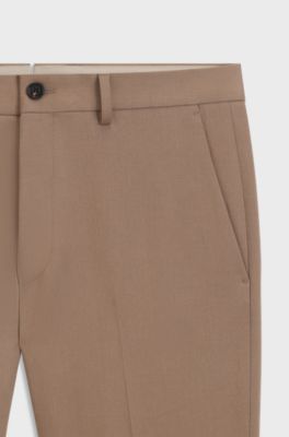 Slim-fit trousers in cotton, cashmere and stretch, Beige