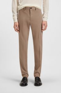 Slim-fit trousers in cotton, cashmere and stretch, Beige