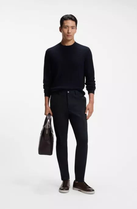 Pantalon Slim en coton, stretch et cachemire