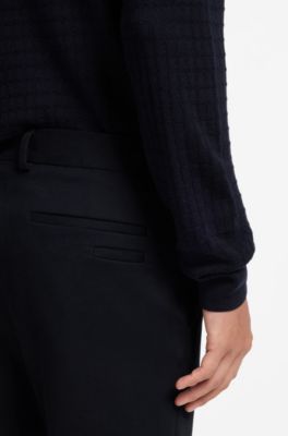 Pantaloni slim fit in cotone, cashmere e tessuto elasticizzato, Blu scuro