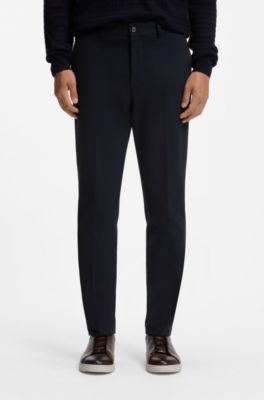 Pantaloni slim fit in cotone, cashmere e tessuto elasticizzato, Blu scuro