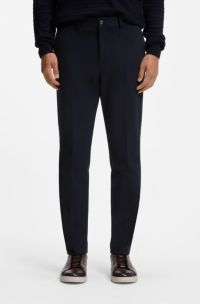 Slim-fit trousers in cotton, cashmere and stretch, Dark Blue