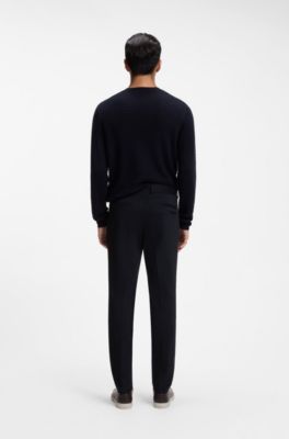 Pantaloni slim fit in cotone, cashmere e tessuto elasticizzato, Blu scuro