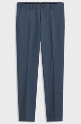 Slim-fit cotton-blend trousers, Blue