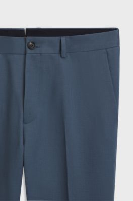 Slim-fit cotton-blend trousers, Blue