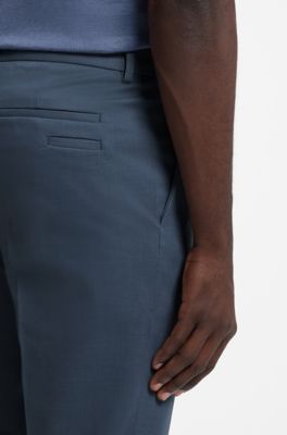 Slim-fit cotton-blend trousers, Blue