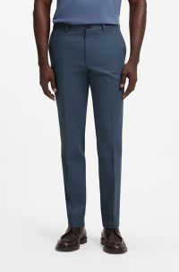 Slim-fit cotton-blend trousers, Blue