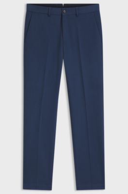 Slim-fit trousers in cotton, cashmere and stretch, Dark Blue