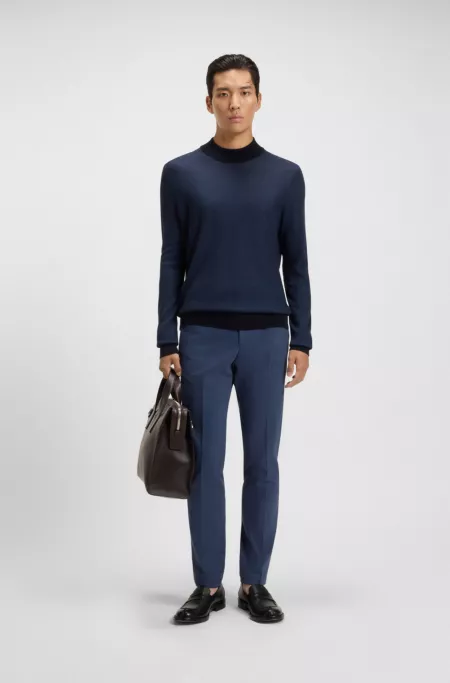 Slim-fit trousers in cotton, cashmere and stretch