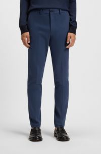 Slim-fit trousers in cotton, cashmere and stretch, Dark Blue