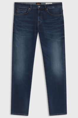 Maine regular-fit jeans in blue soft-motion denim, Dark Blue