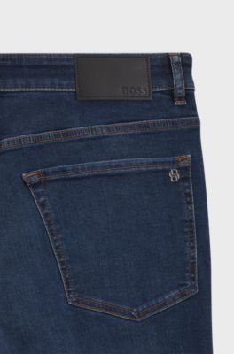 Maine regular-fit jeans in blue soft-motion denim, Dark Blue