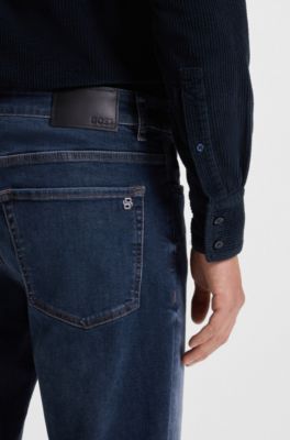 Maine regular-fit jeans in blue soft-motion denim, Dark Blue