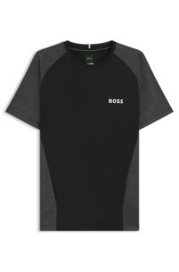 Slim-fit T-shirt in mesh jersey with contrast inserts, Black / Grey