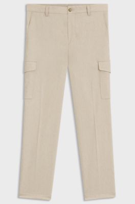 Tapered-fit trousers with cargo pockets, Beige