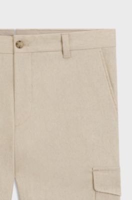 Tapered-fit trousers with cargo pockets, Beige