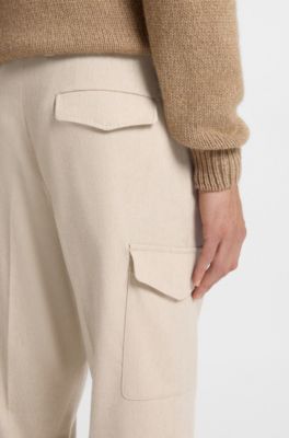 Tapered-fit trousers with cargo pockets, Beige