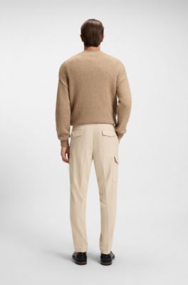 Tapered-fit trousers with cargo pockets, Beige