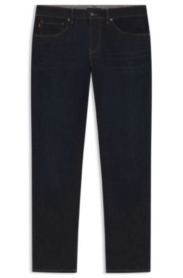 Maine regular-fit jeans in blue soft-motion denim, Dark Blue