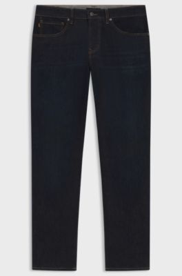 Maine regular-fit jeans in blue soft-motion denim, Dark Blue