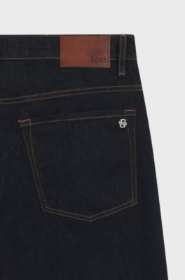 Maine regular-fit jeans in blue soft-motion denim, Dark Blue