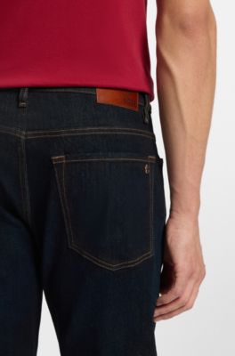 Maine regular-fit jeans in blue soft-motion denim, Dark Blue