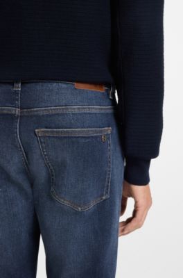 Jean Slim Delaware en denim bleu doux et confortable, Bleu fonc&eacute;