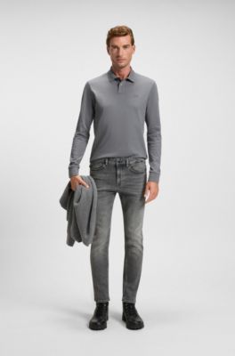 Slim fit Delaware-jeans i gr&aring; och mjuk denim, Gr&aring;