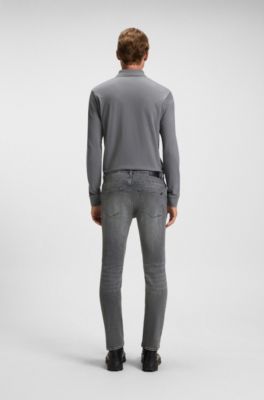 Slim fit Delaware-jeans i gr&aring; och mjuk denim, Gr&aring;