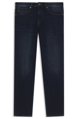 Tapered-fit jeans in blue comfort-stretch denim, Dark Blue