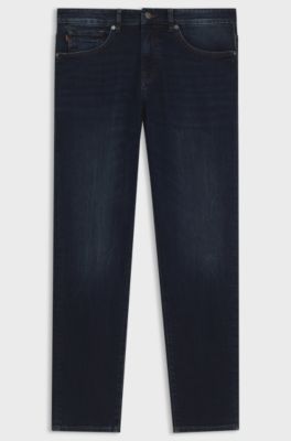 Tapered-fit jeans in blue comfort-stretch denim, Dark Blue