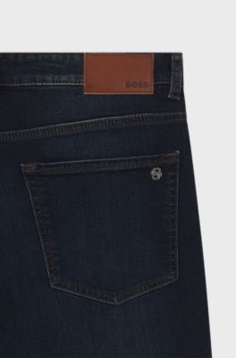 Tapered-fit jeans in blue comfort-stretch denim, Dark Blue