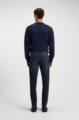 Tapered-fit jeans in blue comfort-stretch denim, Dark Blue